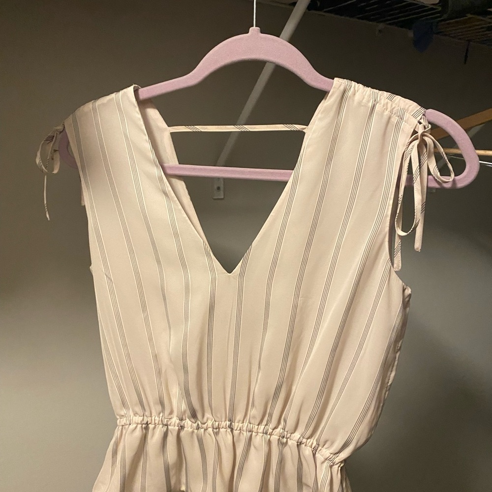 Soft Satin Pleated Top and Skirt. Ivory stripe